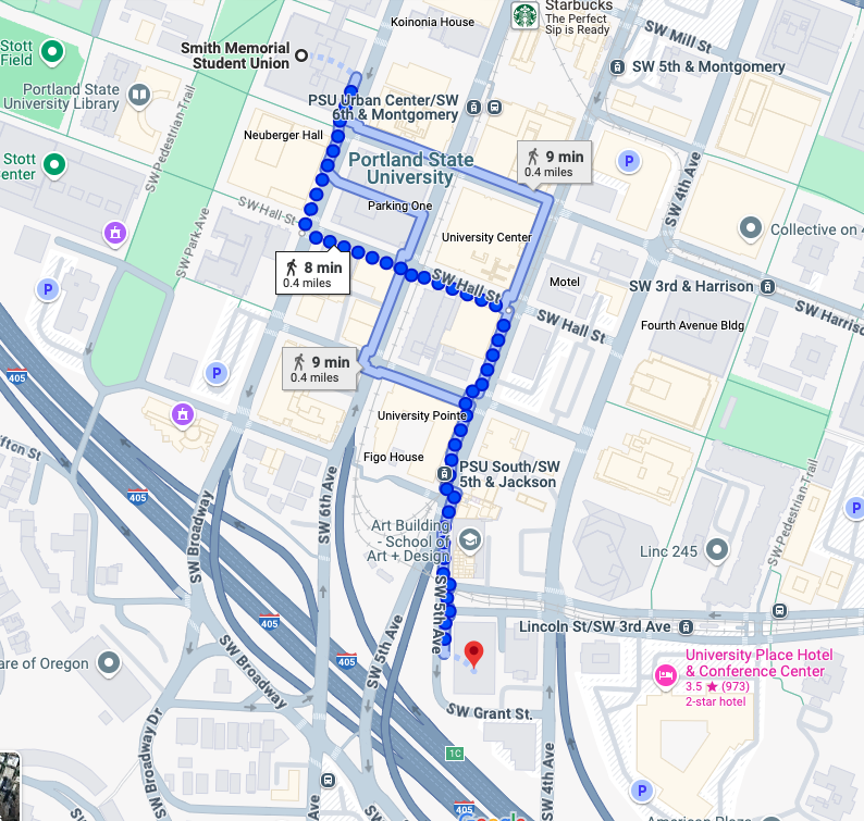 PSU campus center walking map image to PSBA